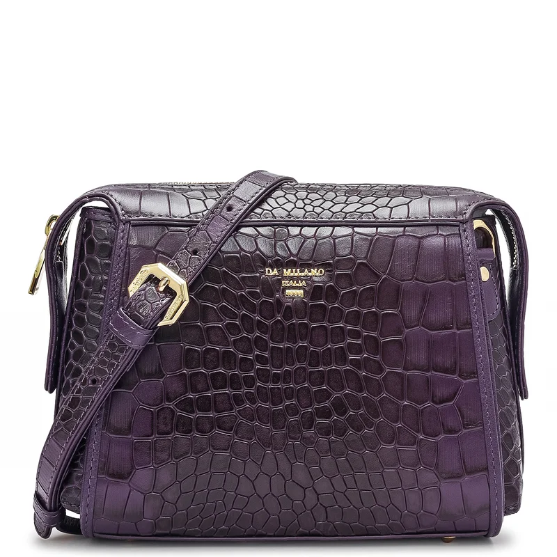 Da Milano Small Croco Leather Sling - Grapevine